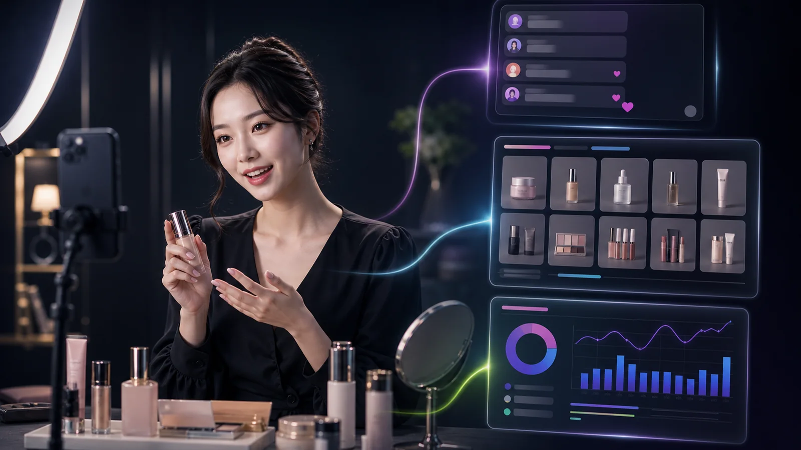 라이브 채팅, 상품 카탈로그, 판매 리포트가 하나로 연결된 코뷰라 스튜디오